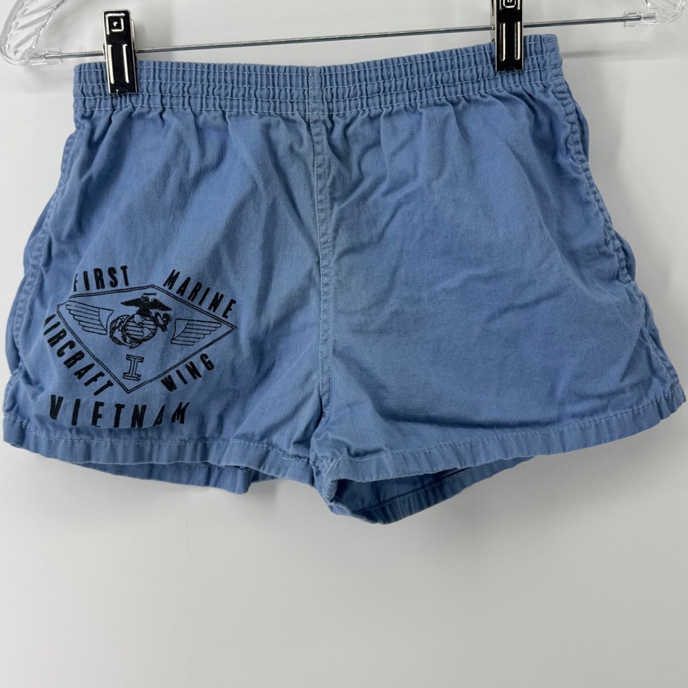 Felco Athletic Wear First Marine Aircraft Wing Vietnam Shorts Blue Vintage S